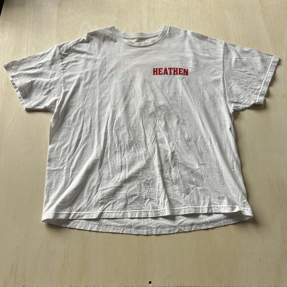 Heathen Shirt Mens 3XL White Fueled By Hate Skull Biker Graphic Tee T-Shirt